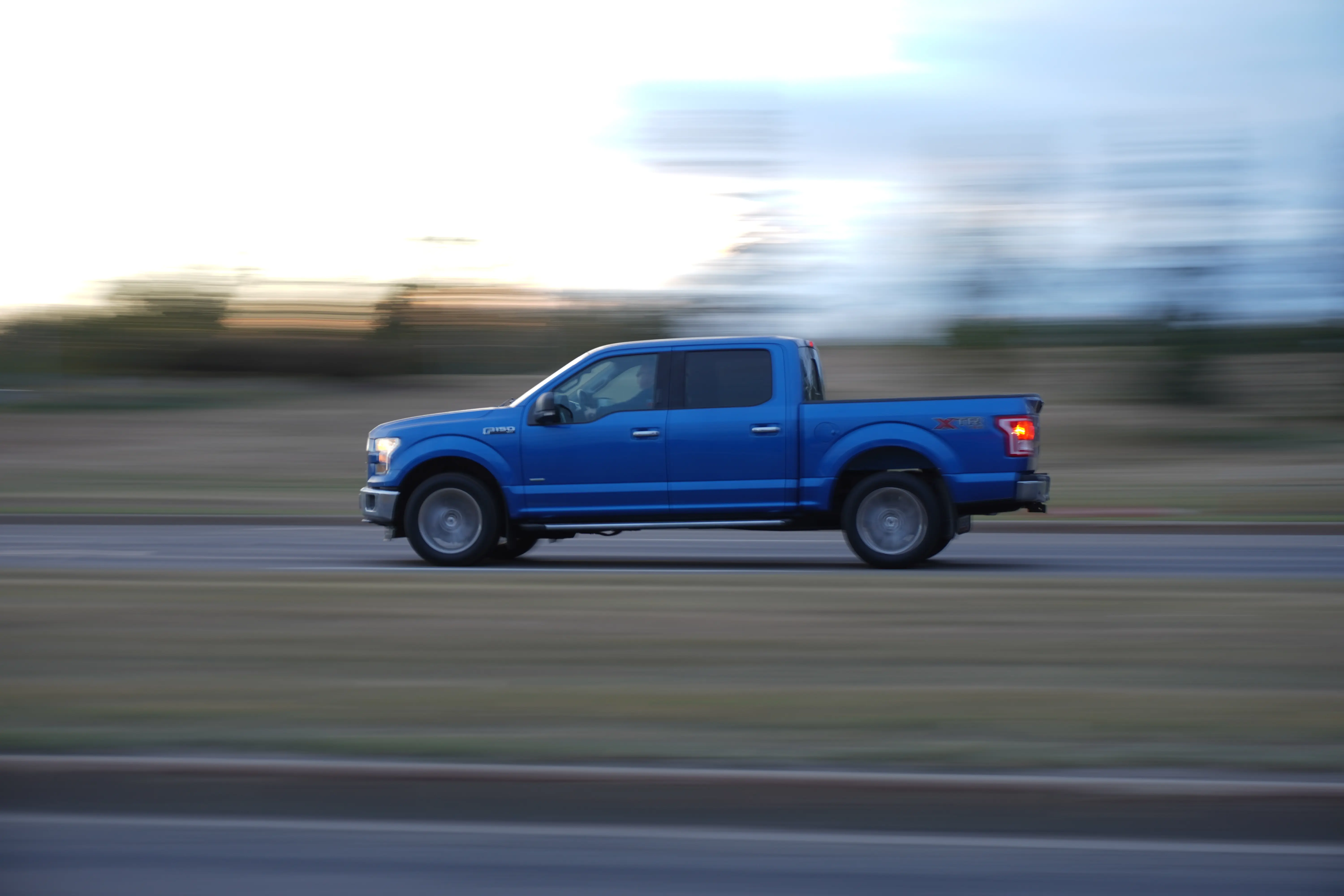 Motion shot of a moving truck